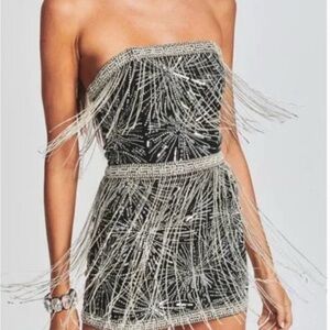 Retrofete Dixie sequin fringe mini dress